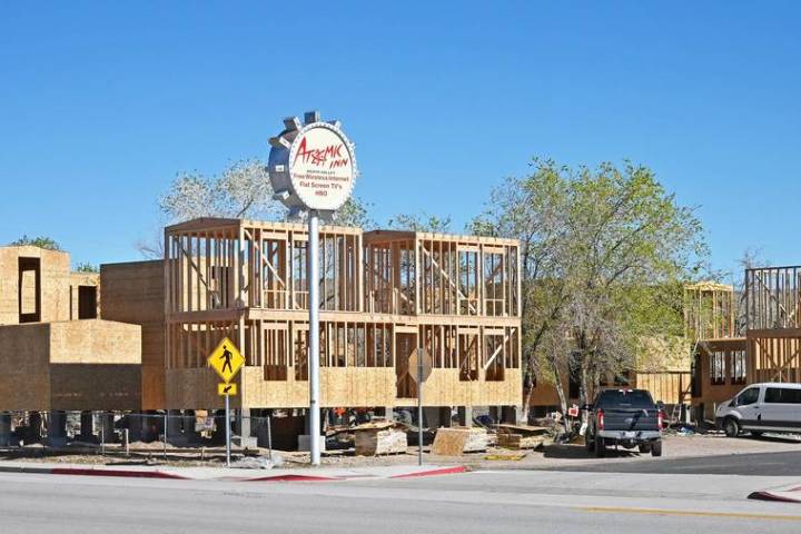 Richard Stephens/Special to the Pahrump Valley Times Construction crews work on a cluster of ti ...