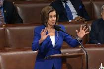 In this image from video, House Speaker Nancy Pelosi of Calif., speaks on the floor of the Hous ...
