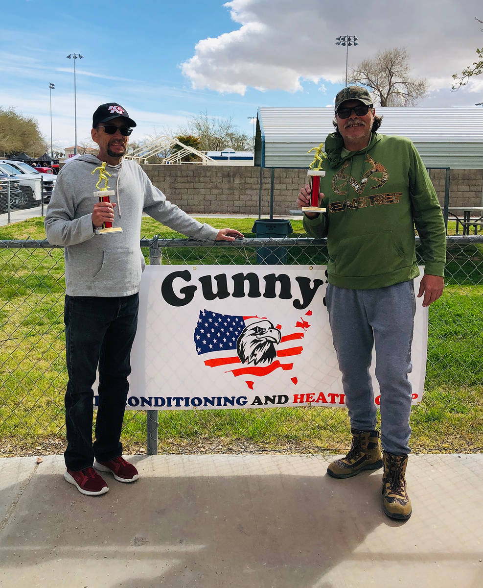 Cindy Barefield/Special to the Pahrump Valley Times Jim Hatch, left, and Lathan Dilger with the ...