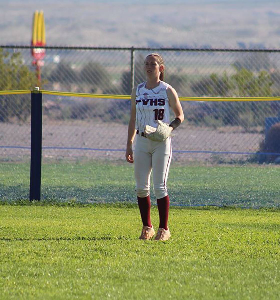 Cassondra Lauver/Special to the Pahrump Valley Times Senior Kiley Lyons in the outfield for Pah ...