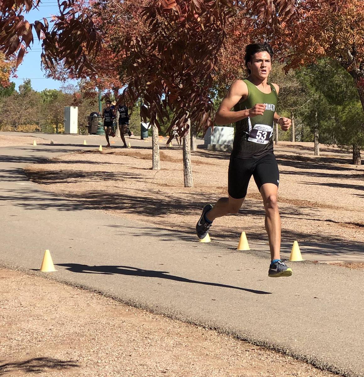 Pahrump Valley Times file Beatty High School senior Jose Granados leads the pack early during t ...