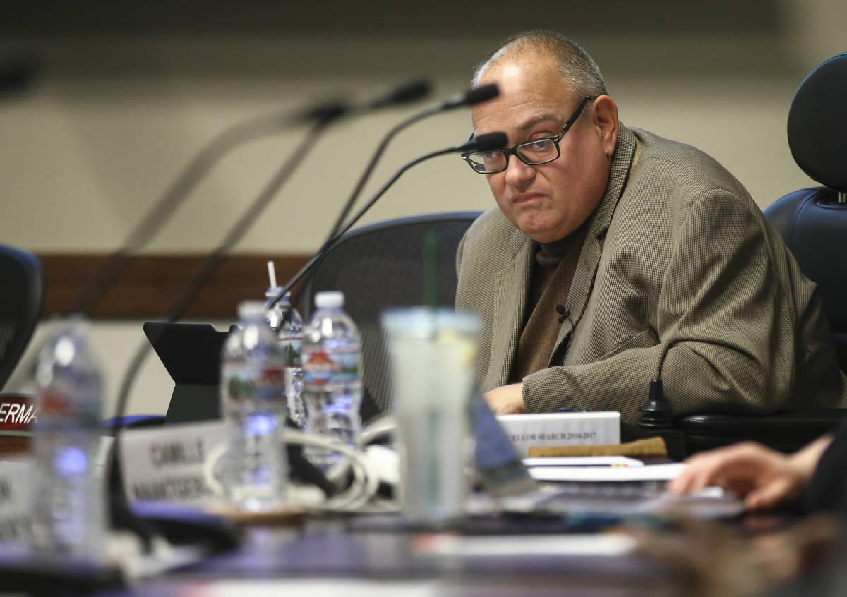 Nevada System of Higher Education Regent Sam Lieberman during a chancellor search committee mee ...
