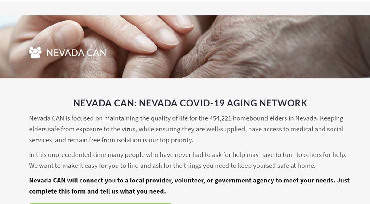 Screenshot Nevada Can The Nevada CAN website, for Nevada COVID-19 Aging Network, is “focused ...