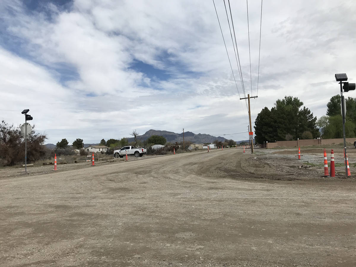 Robin Hebrock/Pahrump Valley Times Leslie Road will be repaved from Basin Avenue, shown here, n ...