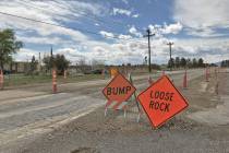 Robin Hebrock/Pahrump Valley Times Leslie Road will see some new pavement in the coming weeks, ...