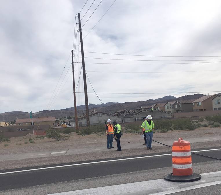 (NDOT) Nevada Department of Transportation construction crews at work in Southern Nevada.