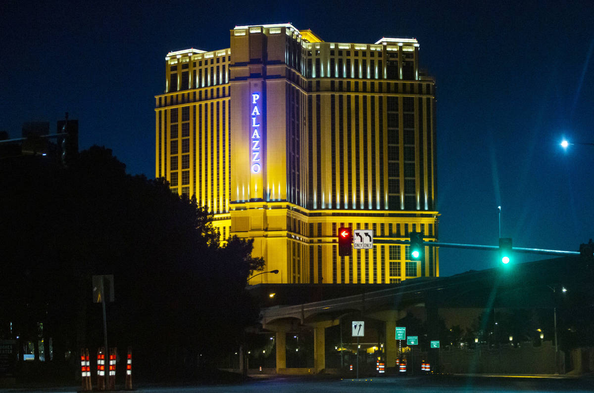 Chase Stevens/Special to the Pahrump Valley Times The Palazzo is lit blue April 2 in memory of ...