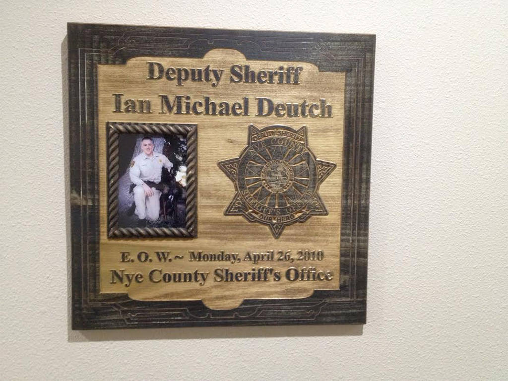 Southern Desert Regional Police Academy honored Nye County Sheriff’s Deputy Ian Deutch with a ...