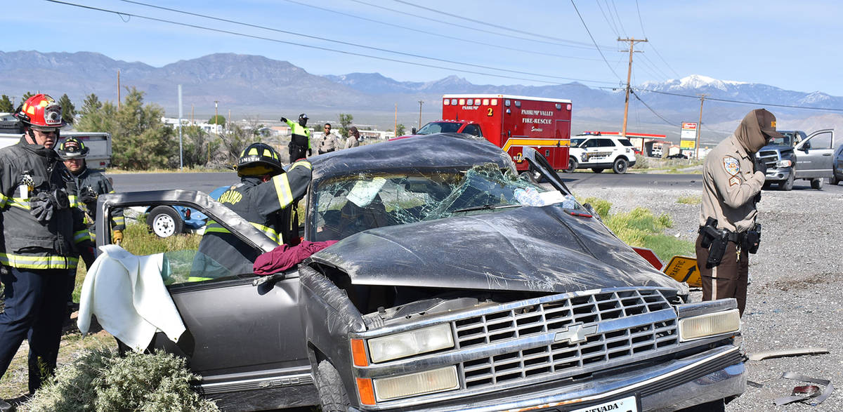 Special to the Pahrump Valley Times Pahrump fire crews were dispatched to the area of Highway 3 ...
