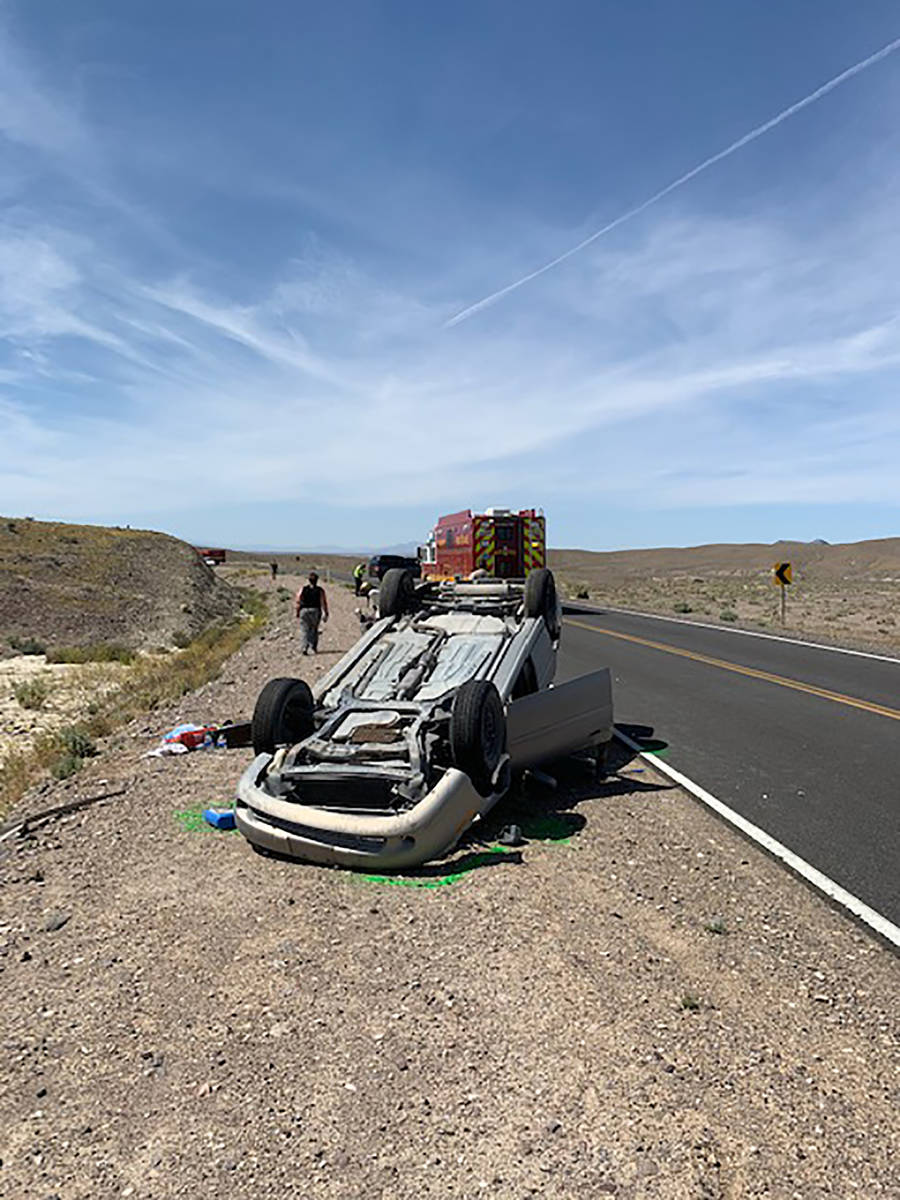 Special to the Pahrump Valley Times One person was transported by Mercy Air following a single- ...