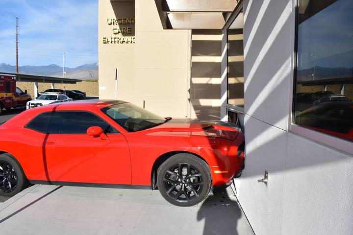 Special to the Pahrump Valley Times No injuries were reported after a car struck the Healthcare ...
