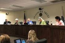 Robin Hebrock/Pahrump Valley Times From right to left are Nye County Commissioners Donna Cox, D ...