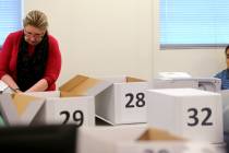 K.M. Cannon Las Vegas Review-Journal Clark County election workers count mail-in ballots durin ...