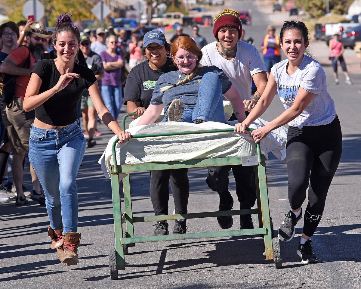 Richard Stephens/Special to the Pahrump Valley Times People participate in the bed races durin ...
