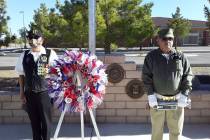 Selwyn Harris/Pahrump Valley Times Retired U.S. Marine Corps Veterans Jose Telles, at left, and ...