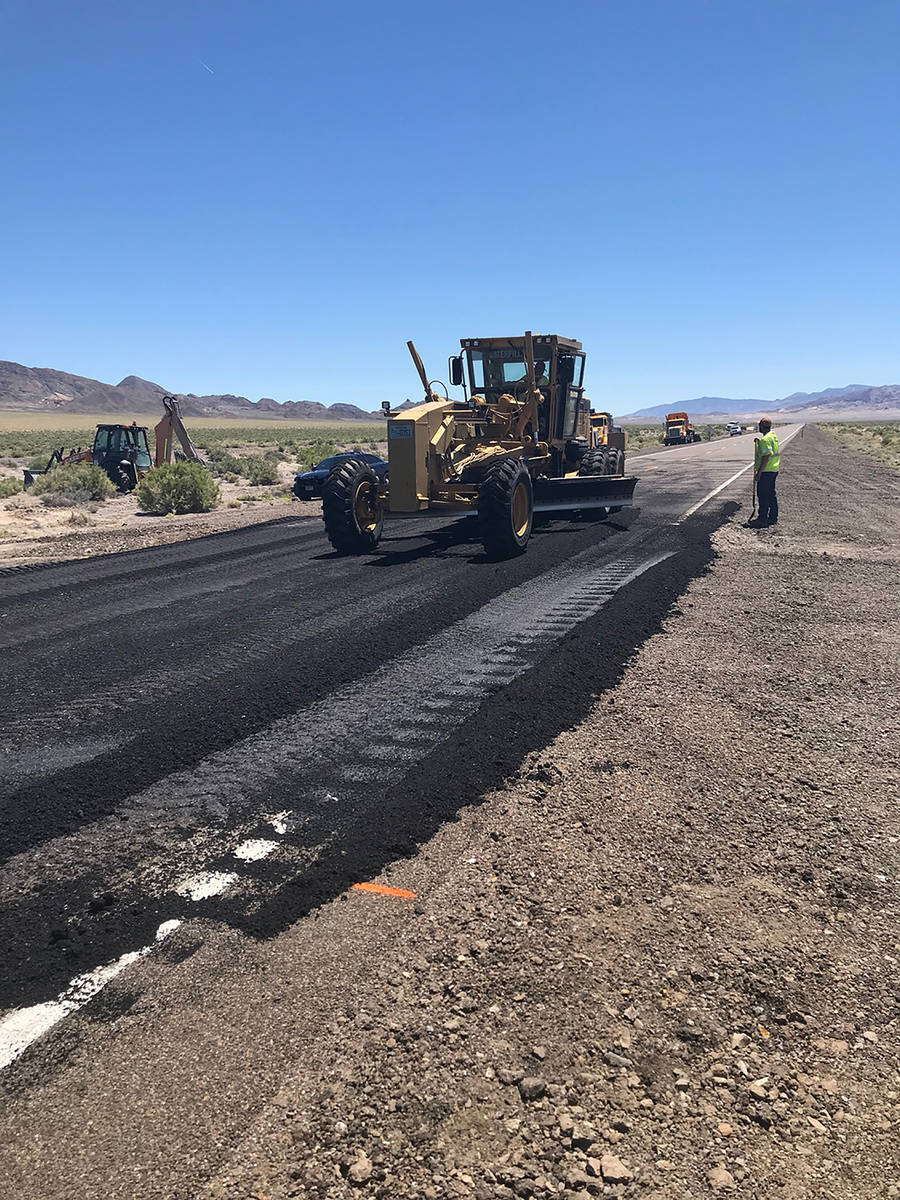 Nevada Department of Transportation Crews make emergency repairs to U.S. 95 after a May 20 eart ...