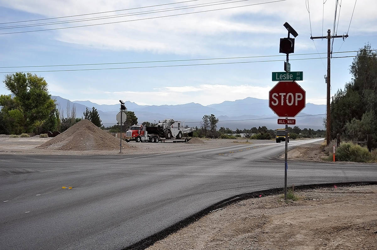 Horace Langford Jr./Pahrump Valley Times The intersection of Leslie Street and Basin Avenue is ...