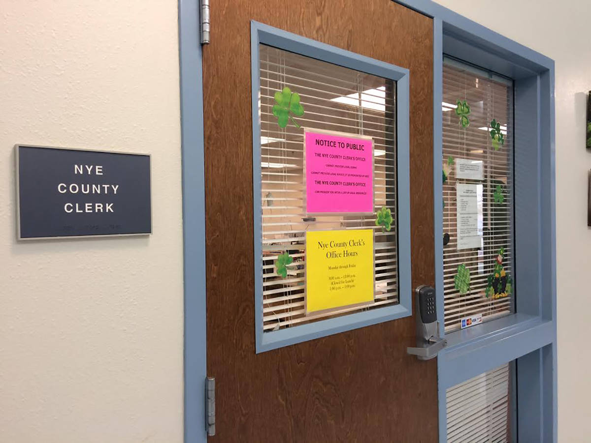 Robin Hebrock/Pahrump Valley Times The Nye County Clerk's Pahrump Office is one county office t ...