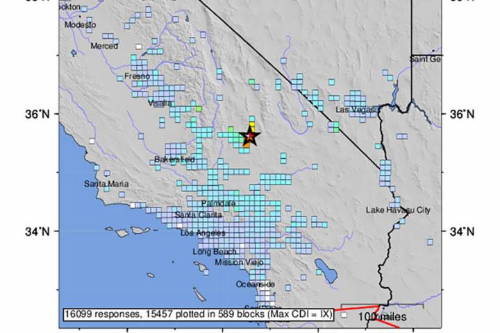 Special to the Pahrump Valley Times Provided by the U.S. Geological Survey, this map shows the ...