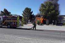 Selwyn Harris/Pahrump Valley Times A motorhome was destroyed during a fire on the 3400 block of ...