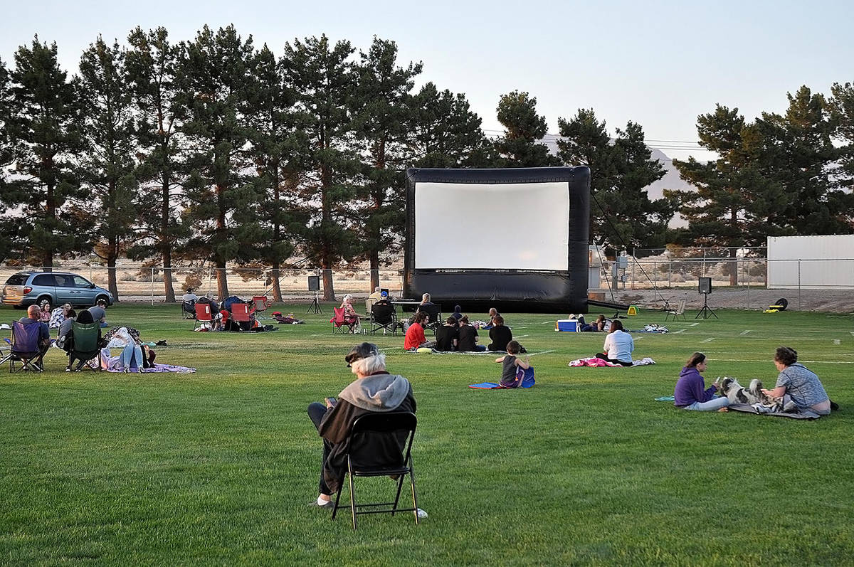 Horace Langford Jr./Pahrump Valley Times The films at Movies in the Park are projected onto a l ...