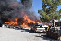 Special to the Pahrump Valley Times Local fire crews responded to a multiple structure fire alo ...