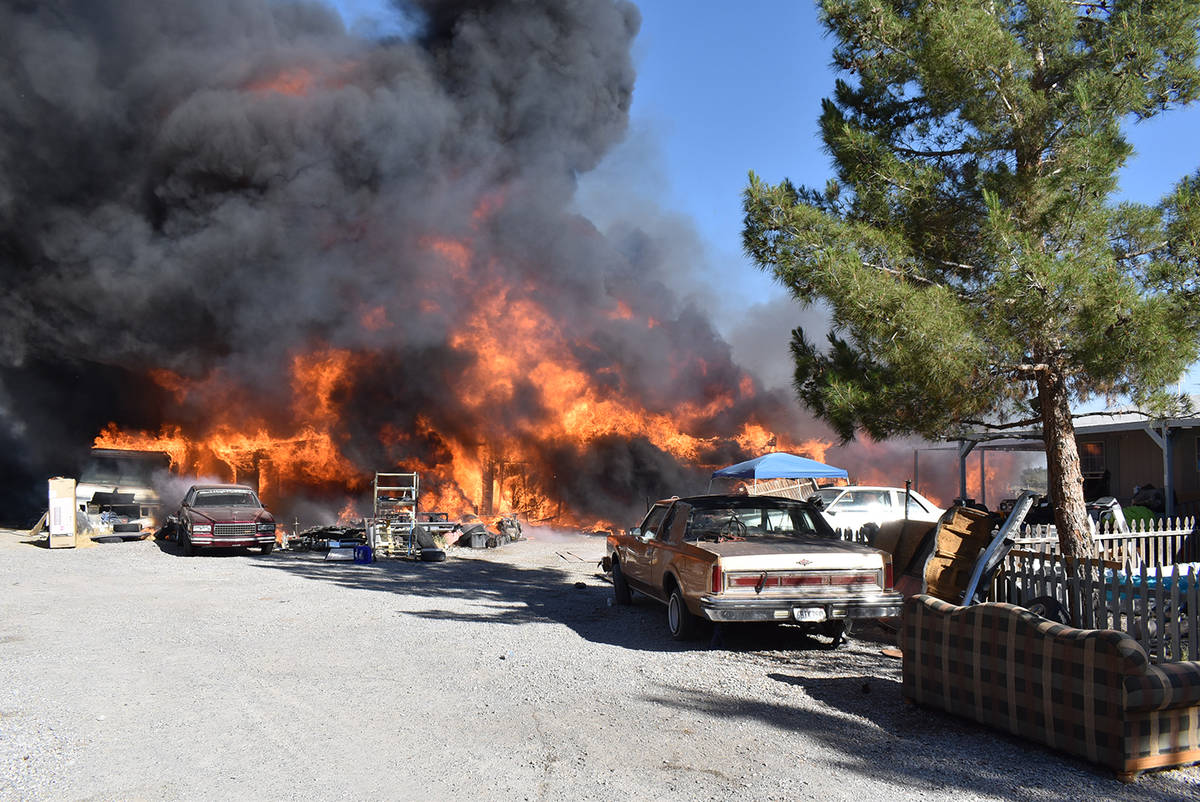 Special to the Pahrump Valley Times Local fire crews responded to a multiple structure fire alo ...