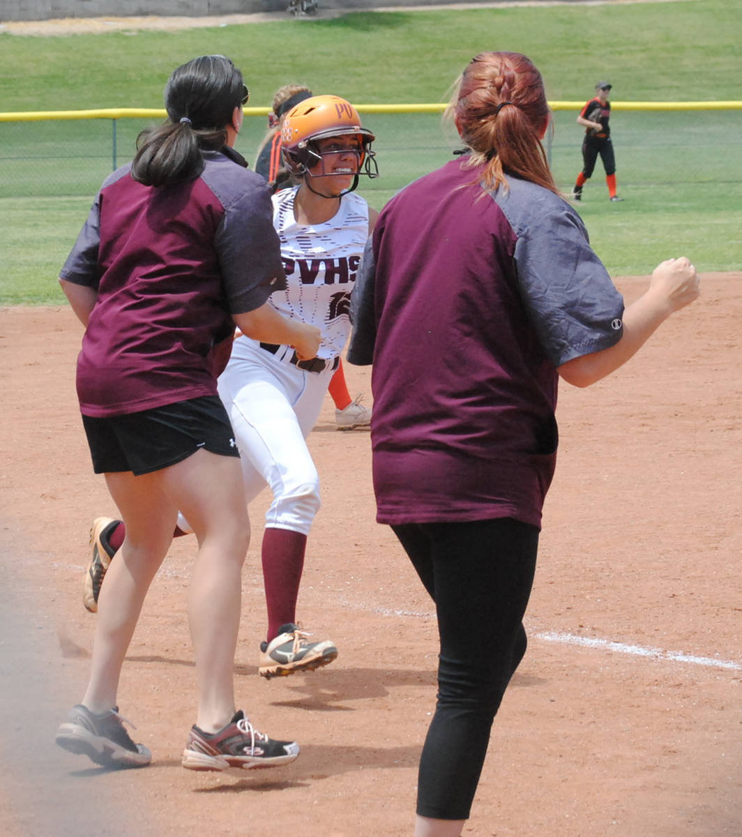 Cassondra Lauver/Special to the Pahrump Valley Times Kaden Cable, shown rounding third after hi ...