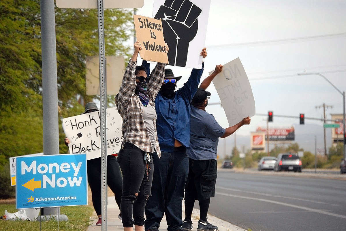Horace Langford Jr./Pahrump Valley Times A small group of Black Lives Matter protesters gather ...