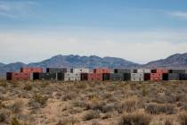 Buildings made from stacked shipping containers await their next exercise at the Nevada Test an ...