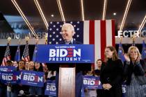 Elizabeth Page Brumley/Las Vegas Review-Journal Joe Biden speaks during a caucus night event at ...