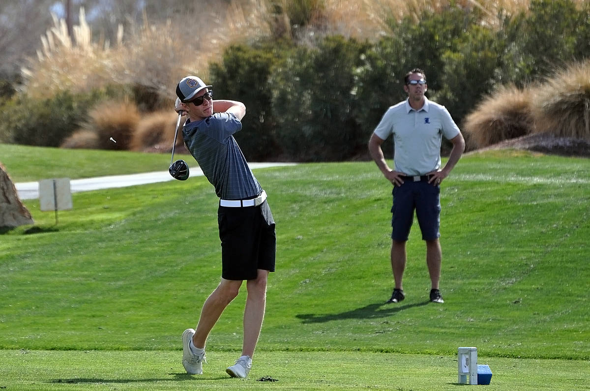 Horace Langford Jr./Pahrump Valley Times file Kasey Dilger tees off during the Pahrump Valley I ...