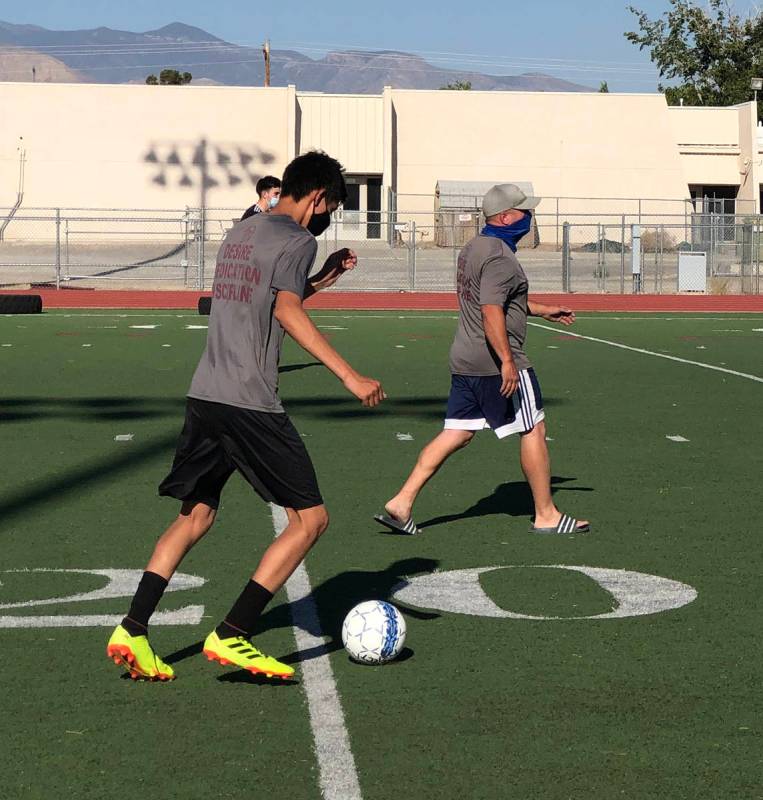 Tom Rysinski/Pahrump Valley Times Chris Roberts, boys soccer coach at Pahrump Valley High Schoo ...