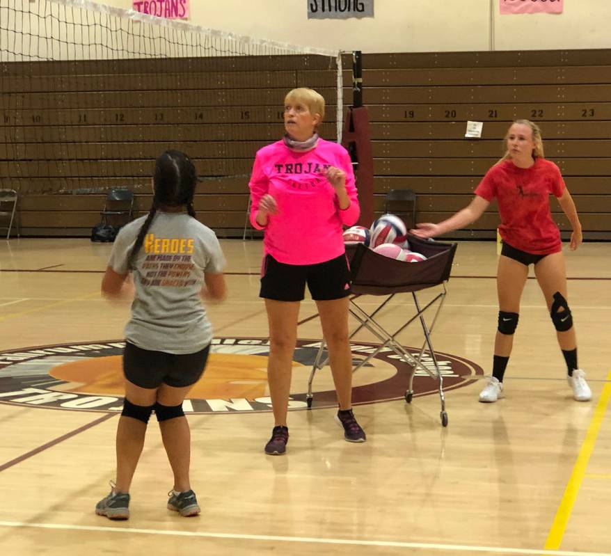 Tom Rysinski/Pahrump Valley Times Pahrump Valley High School girls volleyball coach Jill Harris ...