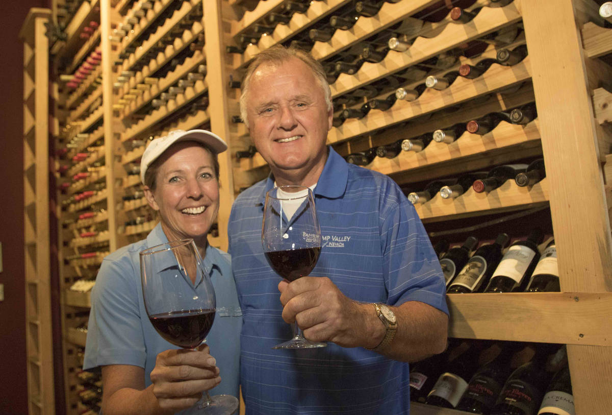 Richard Brian/Las Vegas Review-Journal Winemakers Gretchen and Bill Loken pose in the wine roo ...