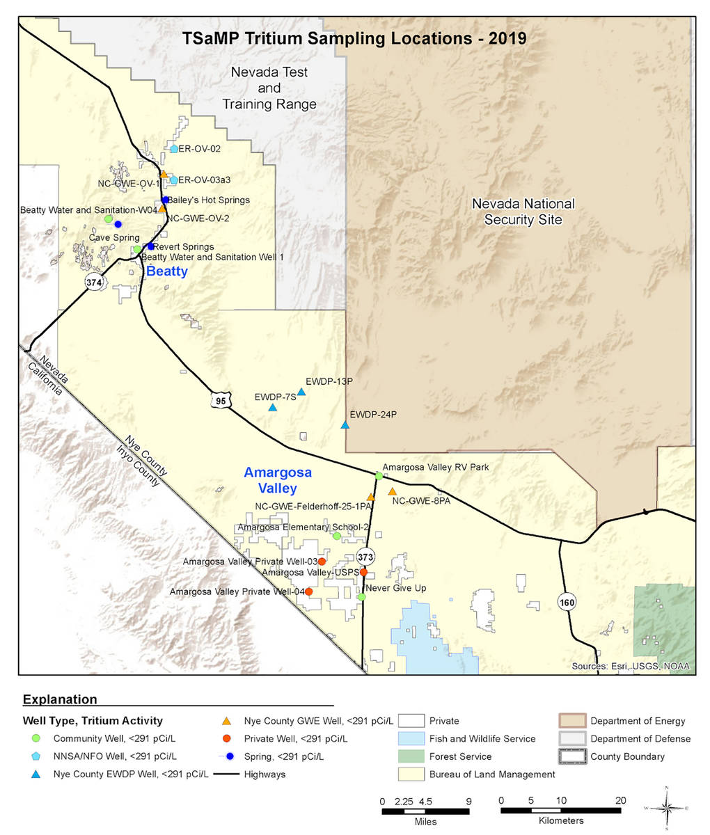 Special to the Pahrump Valley Times This map, provided by Nye County Geoscientist John Klenke, ...