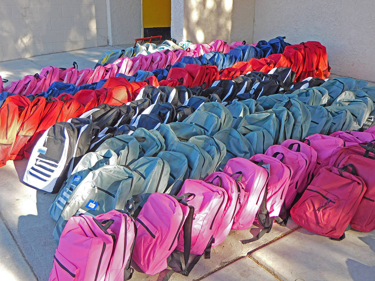 Robin Hebrock/Pahrump Valley Times A total of 470 backpacks pre-filled with a variety of school ...