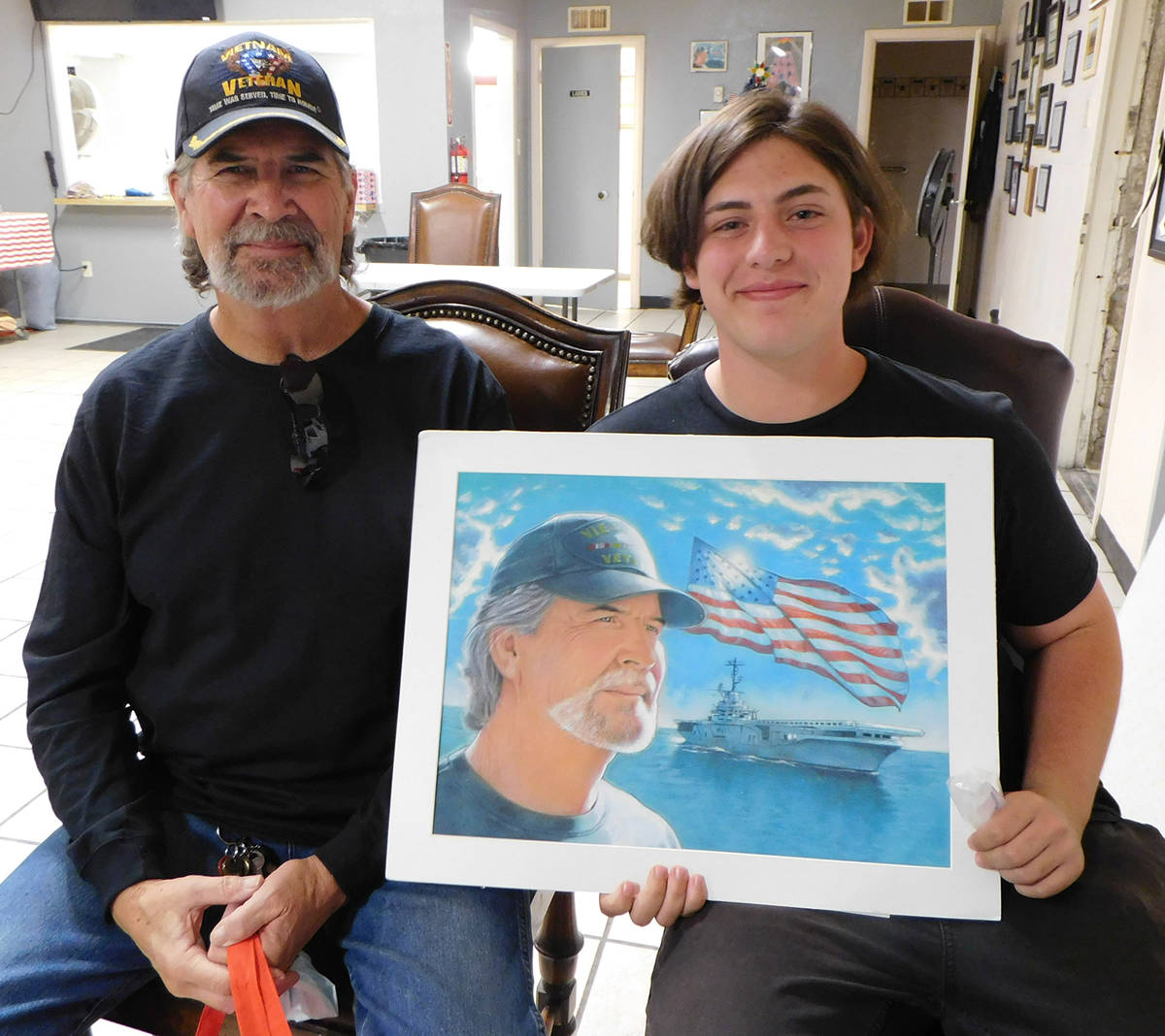 Robin Hebrock/Pahrump Valley Times Local student Larky White poses with his grandfather, Gus Wa ...