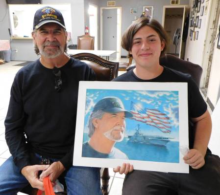 Robin Hebrock/Pahrump Valley Times Local student Larky White poses with his grandfather, Gus Wa ...