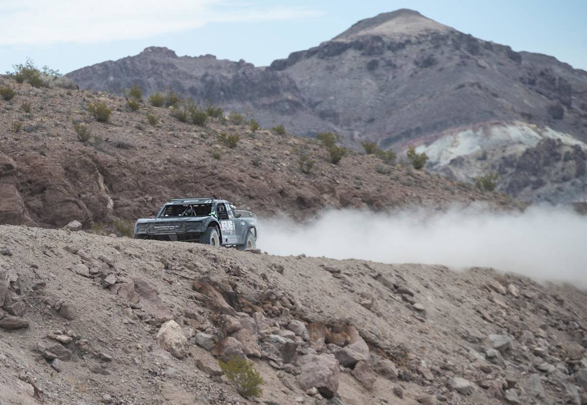 Richard Stephens/Special to the Pahrump Valley Times Racers glide along the desert floor, on a ...