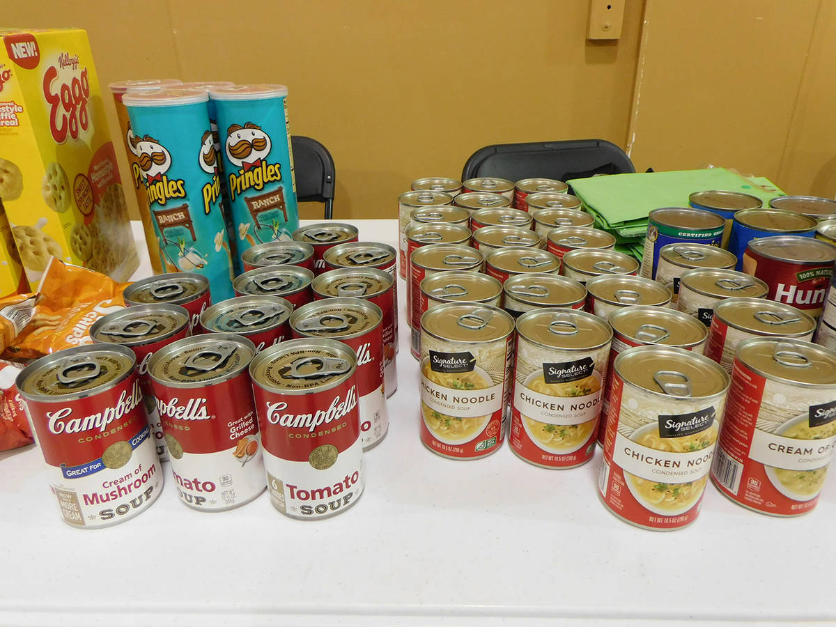 Robin Hebrock/Pahrump Valley Times Non-perishable foods, such as canned goods, were available f ...