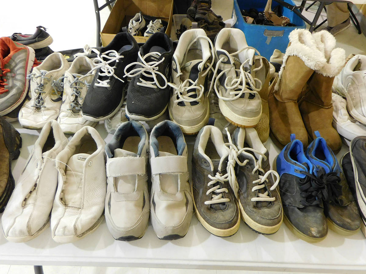 Robin Hebrock/Pahrump Valley Times A huge variety of shoes were on offer at the Homeless Wrapar ...