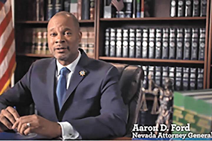 Screenshot/Nevada Attorney General's Office Nevada Attorney General Aaron Ford