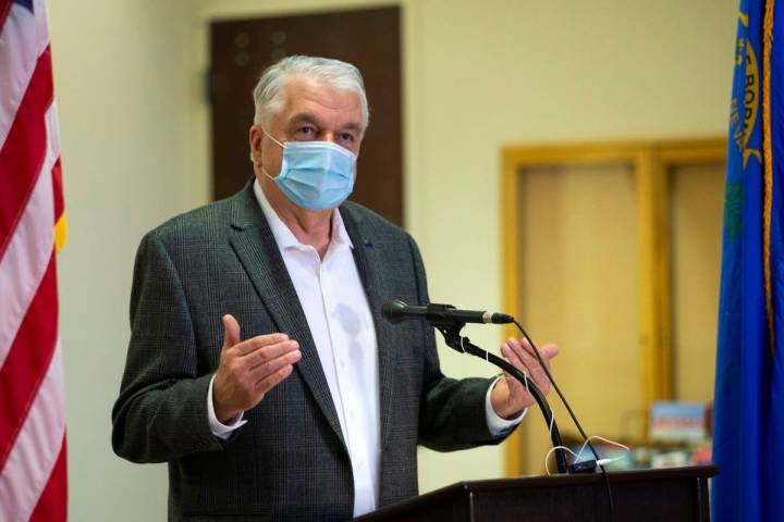 Ellen Schmidt/Las Vegas Review-Journal Gov. Steve Sisolak gives an update on Nevada's COVID-19 ...