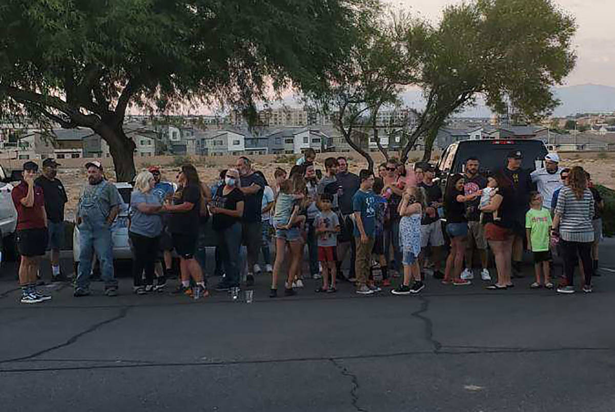 Allan McClard/Special to the Pahrump Valley Times Family and friends of Dusty Park gather Aug. ...