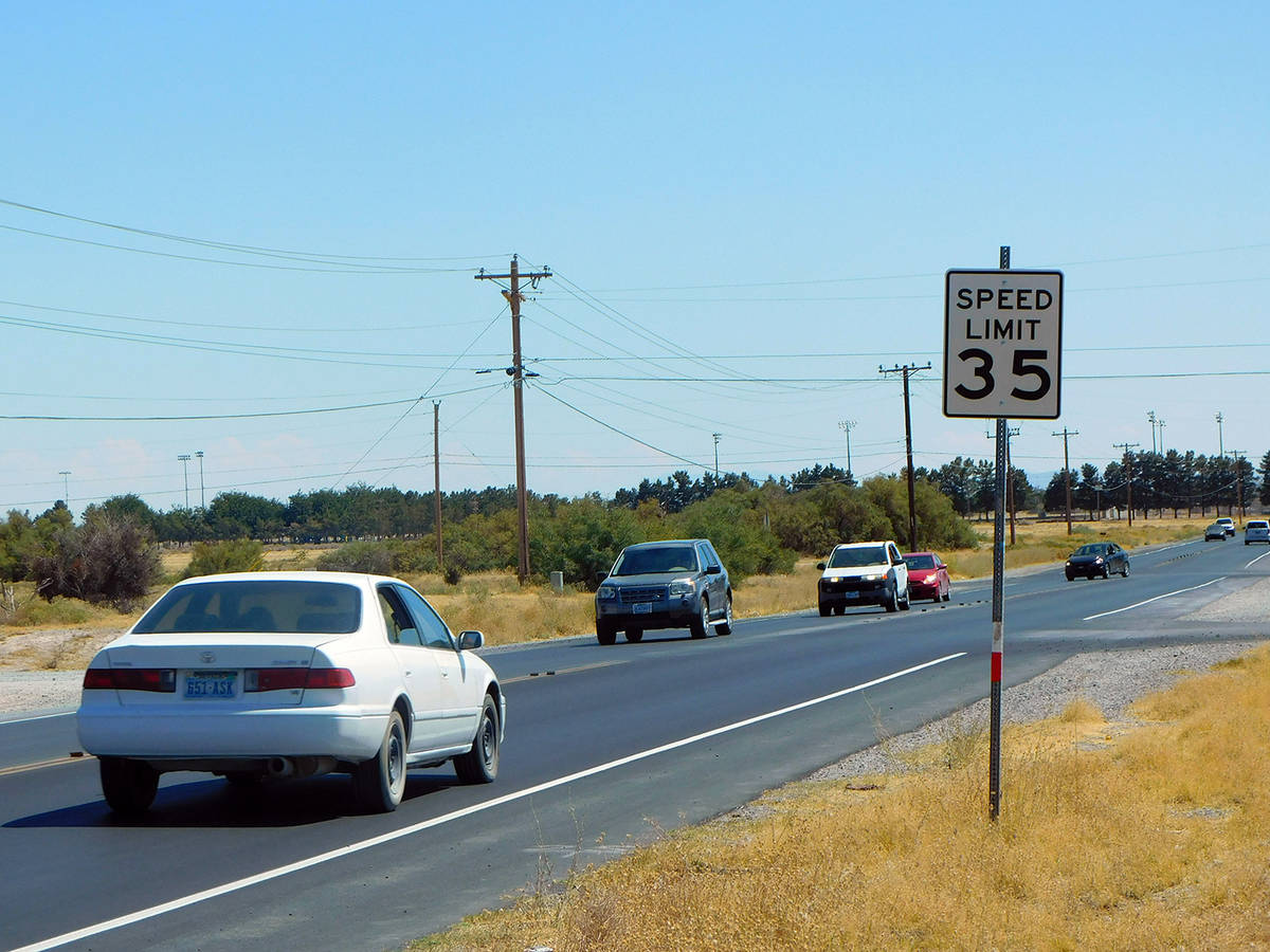 Robin Hebrock/Pahrump Valley Times The speed limit on Pahrump Valley Boulevard has been raised ...
