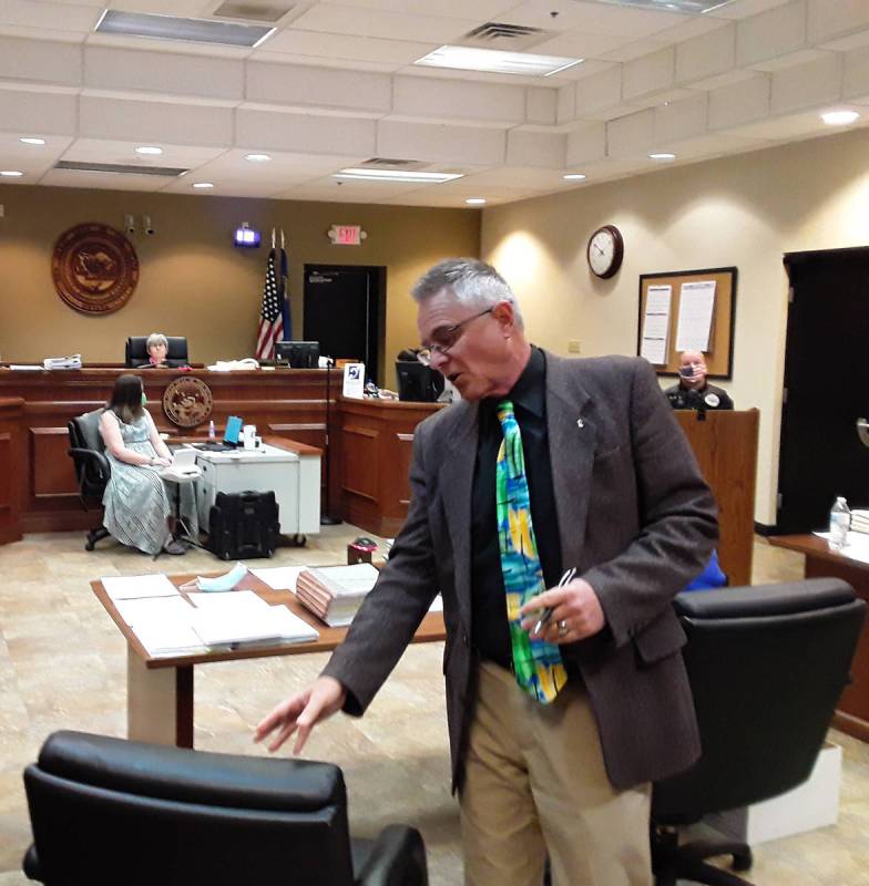 Selwyn Harris/Pahrump Valley Times The Nye County Chief Deputy District Attorney argues why he ...