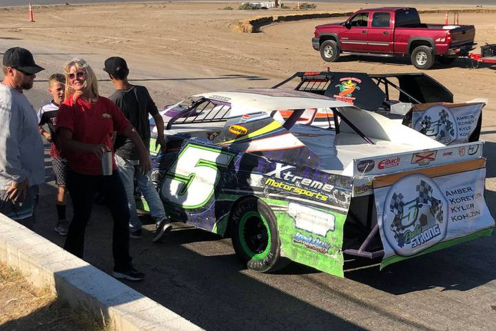 Tom Rysinski/Pahrump Valley Times Car No. 5 bears the Dusty Strong logo honoring Dusty Park alo ...