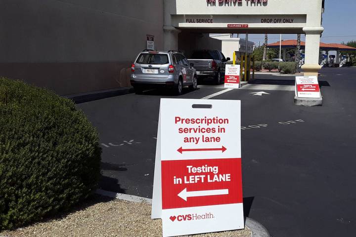 Selwyn Harris/Pahrump Valley Times Pahrump's CVS Pharmacy is now offering drive-thru COVID-19 t ...