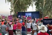 Jeffrey Meehan/Pahrump Valley Times Crowd watches Eric Trump during a MAGA event at the Pahrum ...
